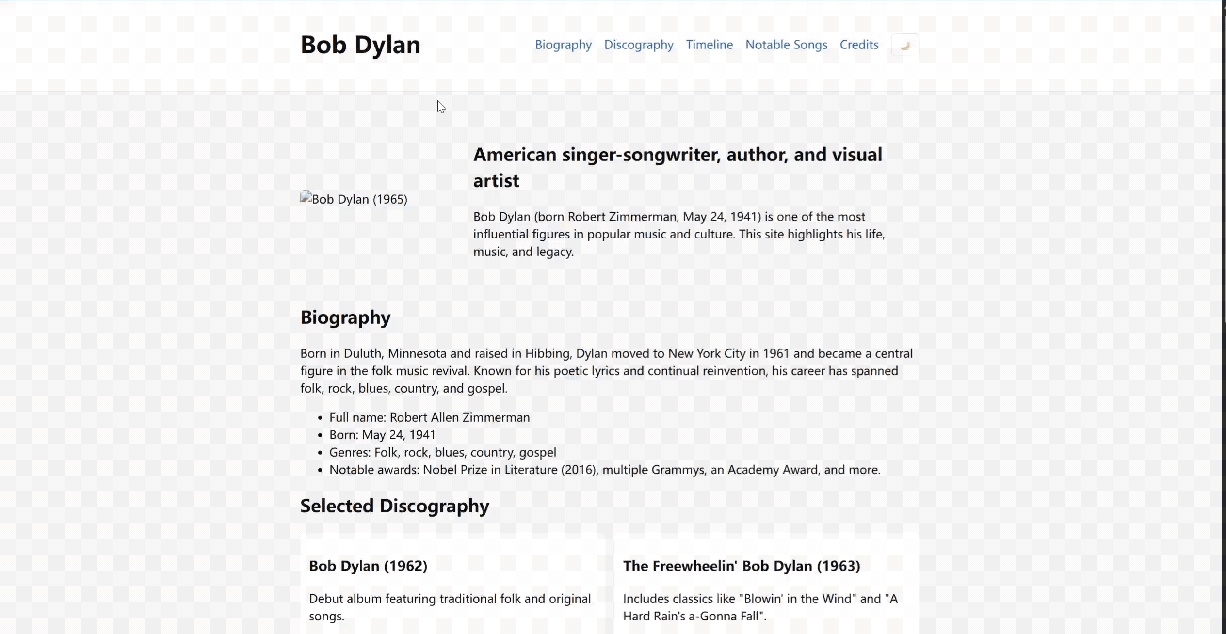 Turn 1 Initial Website